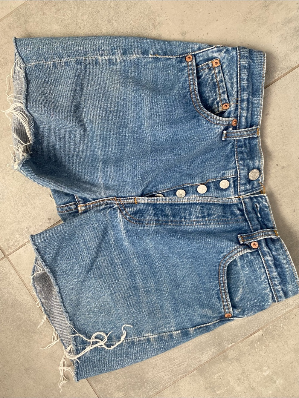 Levi's Light Blue Button-Fly Cutoff Denim Shorts